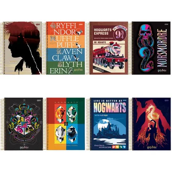 Caderno Universitário 10 Matérias Harry Potter 200 Folhas Tamanho 200 x 275 A4