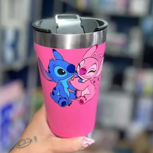 Copo térmico personalizado Stitch - Copo térmico 470ml com tampa do Stitch