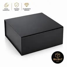 Caixa Presente Luxo 18x18x7 Preta Rígida Com Fecho Magnético Premium Ideal Para Kits, Perfumes e Cosméticos
