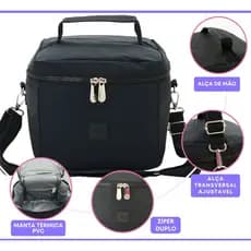 Bolsa Térmica Lancheira Fitness Porta Marmita Espaçosa Alça Mão e Transversal Moderna