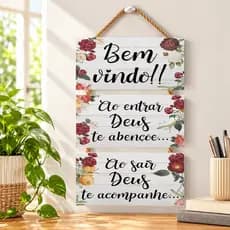 Placa Decorativa Parede MDF 10x20 Com Corda Sisal Quadro Decorativo Sala