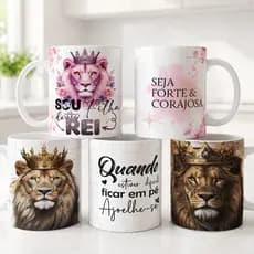 Caneca Personalizada Leão de Judá Xícara Presente Evangélico Porcelana 325ml