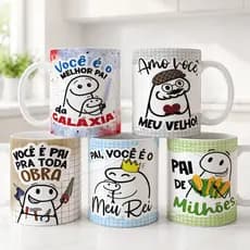 Caneca Pai Flork Presente Personalizado Xícara Cerâmica 325ml Lembrancinha Dia dos Pais