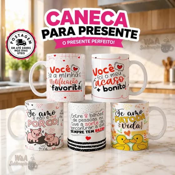 Caneca Personalizada Presente Surpresa Romântica Dia dos Namorados Xícara 325ml Lembrancinha Casal