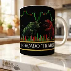 Caneca Personalizada Day Trader Mercado Financeiro Gráfico Bitcoin Ações Presente Porcelana 325ml