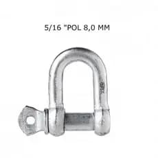 Manilha Reta Aço Galvanizado Uso Leve Para Cabo De Aço 8mm (5/16)