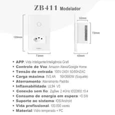 Interruptor Inteligente Touch Zigbee Com Tomada COIBEU ZB411 zigbee Requer Neutro Alexa Google Home 4x2