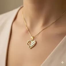 Colar Corrente Com Pingente Coração Folheado Dourado