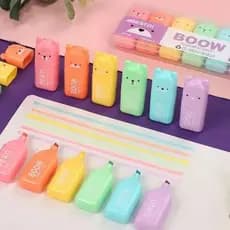 Kit 6 Mini Marca Texto Kawaii Ursinho Boow Papelaria Menina