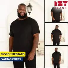 Camiseta Plus Size Lisa Casual Alta Qualidade Confortável Malha Canelada Ribana Respirável G1 G2 G3