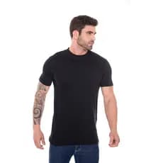 Camiseta Masculina Básica Elastano Gola Alta Malha Premium