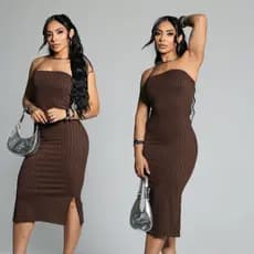Vestido Midi Canelado Feminino Tomara que Caia Sem Bojo | Elegante e Confortável