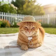 bbbrtop Chapéu De Palha Ajustável Para Animais De Estimação Cães E Gatos , Mini Boné De Proteção Solar De Verão Festas A