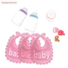 [baipestoner] 1 : 12 Casa De Bonecas Em Miniatura Mamadeiras Chupeta Babadores Conjunto Acessório De Berçário Presente