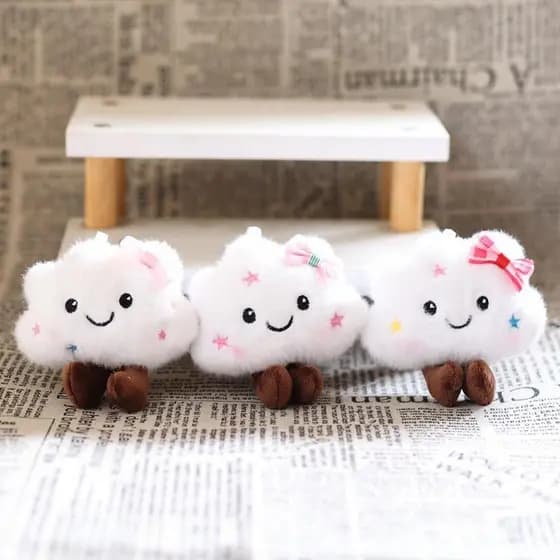 [baipestonop] 1 Pçs Nuvem Branca Chaveiro Boneca Brinquedo De Pelúcia Mini Casal Bapa Pingente Dos Desenhos Animados Liv