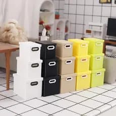 Conjunto De Caixa De Armazenamento Para Casa De Bonecas Em Miniatura , 3 Peças Com Tampa , Organizador Multicolorido Dec