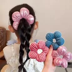 1 Peça Elástico De Cabelo Em Forma De Flor Antiderrapante Brilhante Xadrez Jeans Faixa Para Mulheres Uso Diário De Traba