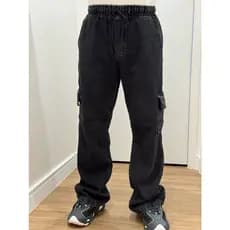 Calça Cargo Grafite Bolso Lateral Street Urbano Estilo Rua Streetwear Estonada Cinza Grafite