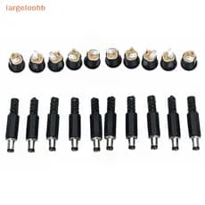 [largeloohb] 1 Conjunto De 10 Pares De Plugue Macho 12V 3A + Kit De Conector De Montagem Em Painel De Tomada Fêmea