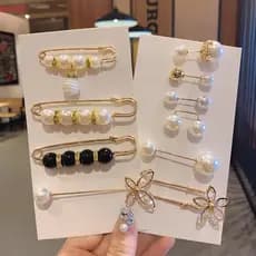 Quente 4/6 Pçs Conjunto De Broche De Roupas Femininas Pérola Strass Broches Jeans Saia Cintura Fixas Fivela De Clipe Ape