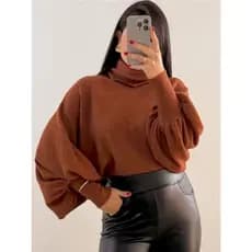 Cropped Manga Longa Lanzinha Feminino com Gola Alta
