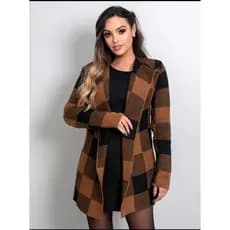 CASACO FEMININO XADREZ MODA INVERNO
