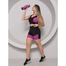 conjunto feminino fitness short + cropped conjunto de academia
