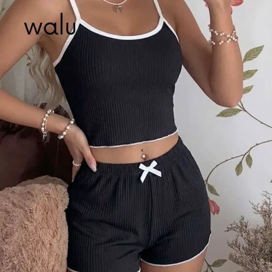 Pijama Feminino Baby Dool Sensual Canelado, Conjuntinho inverno