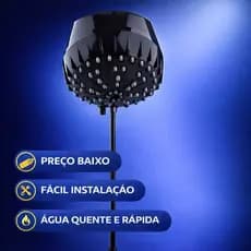 Chuveiro Elétrico Preto Black Piano Top Banho Sintex 220V 5500W Elegante
