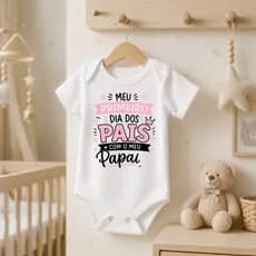 Body Bebê Meu Primeiro Dia dos Pais com Meu Papai Branco Estampado Presente Dia dos Pais Infantil