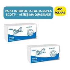 400 Folhas Papel Toalha Interfolha Scott Essential 21,5x22,2cm Folha Dupla 100% Celulose