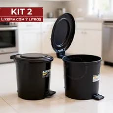 Lixeira Pedal 7,5L C/Tampa Ideal Banheiro Cozinha Escritório Lavanderia Litros Plástico Preta