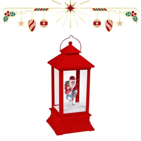 Luminária de natal lamparina led enfeite natal papai noel musical
