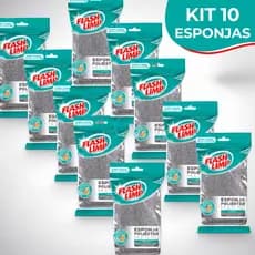 Kit Esponjas Poliéster Louças Multiuso Flash Limp Anti Risco Limpeza Doméstica Pratos Copos
