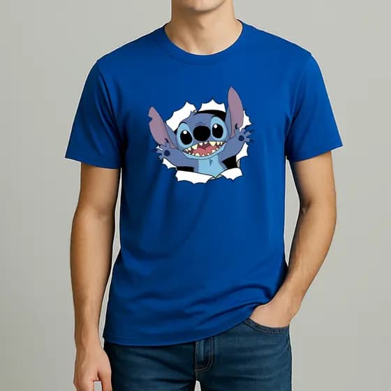 Camiseta Camisa Masculina Estampada Stitch 100% Algodão - P ao GG