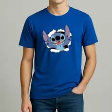 Camiseta Camisa Masculina Estampada Stitch 100% Algodão - P ao GG