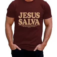 Camiseta Básica Verão Moda Cristã Estampa Jesus Salva Costura Reforçada Premium