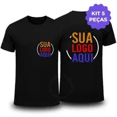 Kit 5 Camiseta Personalizada Nas Costas e Peito Com Sua Logo Ou Estampa Preferida 100% Algodão