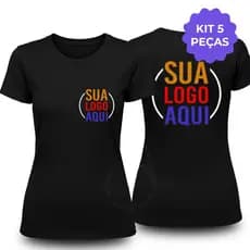Kit 5 Camisetas Estampa Personalizada Baby Look 100% Algodão Com Sua Logo - Alta Qualidade
