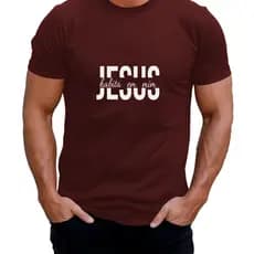 Camiseta Masculina Básica Estampada Jesus Habita Em Mim Algodão 100% Confortável - Pronta Entrega