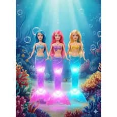 Boneca Sereia Infantil com Luz no Rabo Brilhante