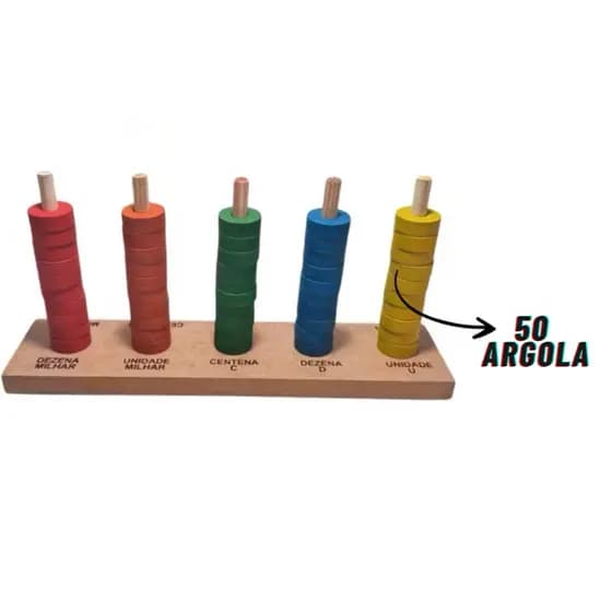 Ábaco Educativo Infantil 50 Argolas em MDF – Aprenda Matemática Brincando