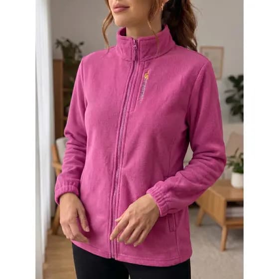 Jaqueta Fleece Feminina Premium Casaco Inverno Quentinho Com Zíper Peluciada Slim
