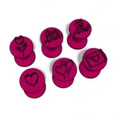 Kit 6x Carimbos para Docinhos Biscoitos Tema Amor Dia dos Namorados Confeitaria Paola Cakes