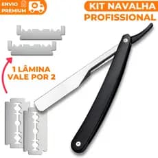 Navalha Profissional Acabamento Barbeiro Navalhete com Lâminas Aço Inox Kit Barbear Masculino Barba