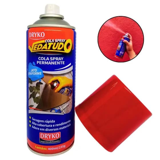 Cola Spray Permanente Papel De Parede Madeira Tecido 400ml Dryko Adesivo Plástico Espuma Couro