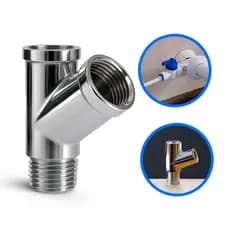 Junção Adaptador Y 1/2" Metal Cromado Para Torneira, Filtro E Ducha Higiênica Conector Ponto De Água