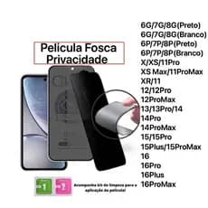 Película Cerâmica Fosca Privativa para iPhone 7G/XS/XR/11/12/13/14/15/15/16/16PRO/16PLUS/16PROMAX