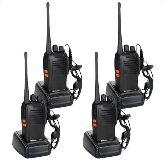 Kit 4 Radio Walk Talk Comunicador 16 Ch 12km Baofeng 777s Ht Preto Bf777s
