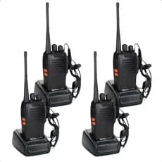 Kit 4 Radio Walk Talk Comunicador 16 Ch 12km Baofeng 777s Ht Preto Bf777s